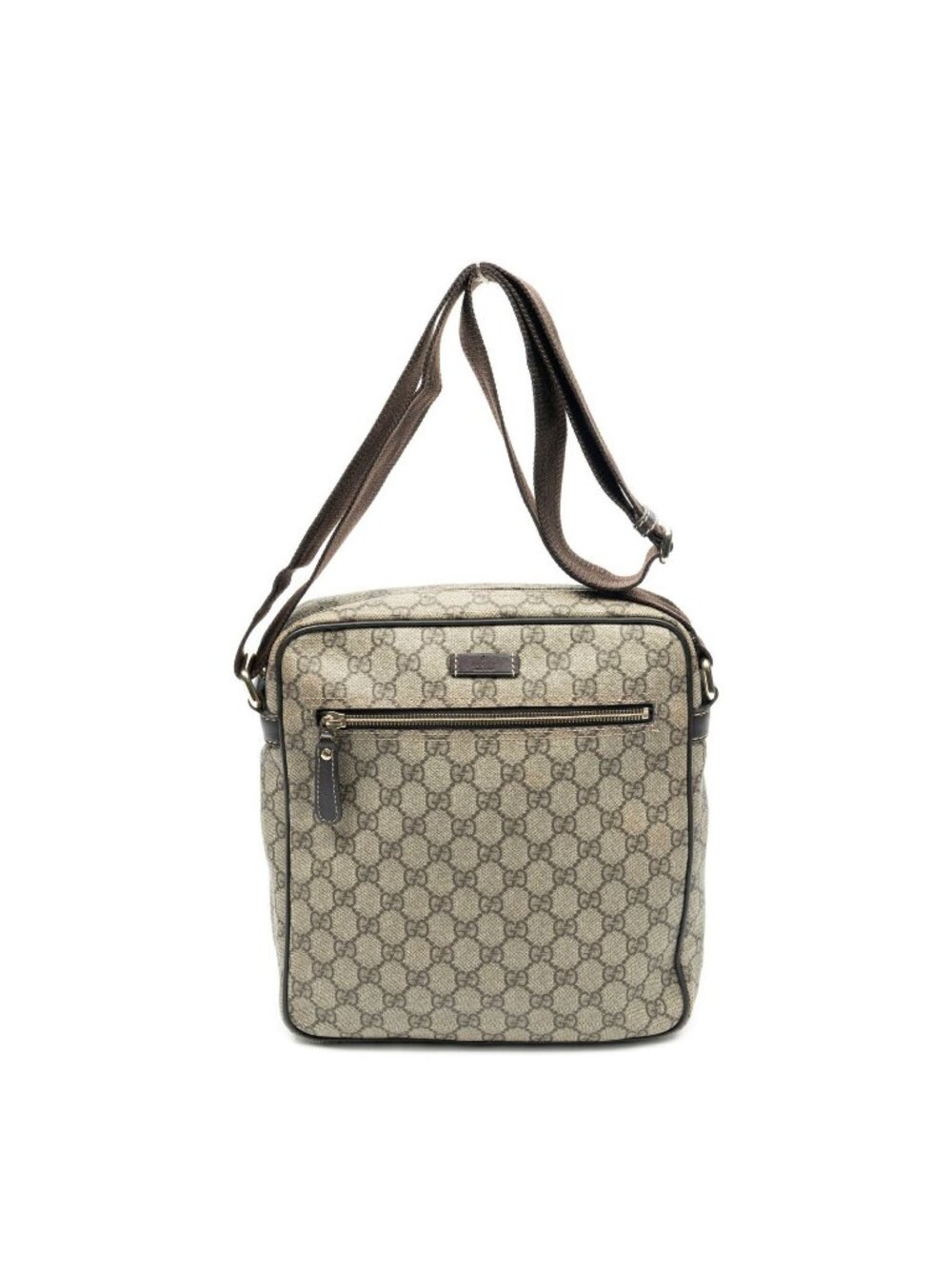 Gucci Half Moon Zip Messenger Brown Beige Supreme Canvas